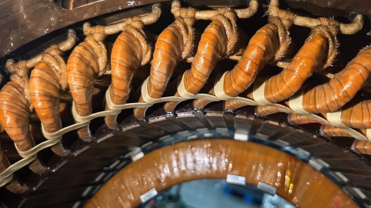 Nine-phase stator winding close-up